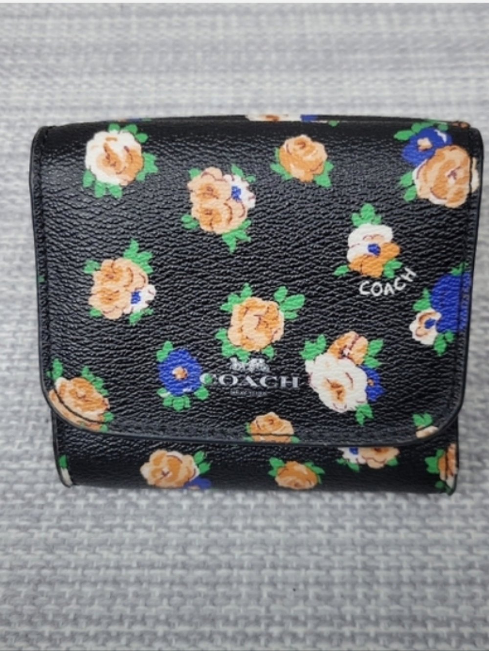 COACH-2pc Bennett Tea Rose Floral Satchel & Snap Wallet (Blue-Multi 💙) - Picture 6 of 11